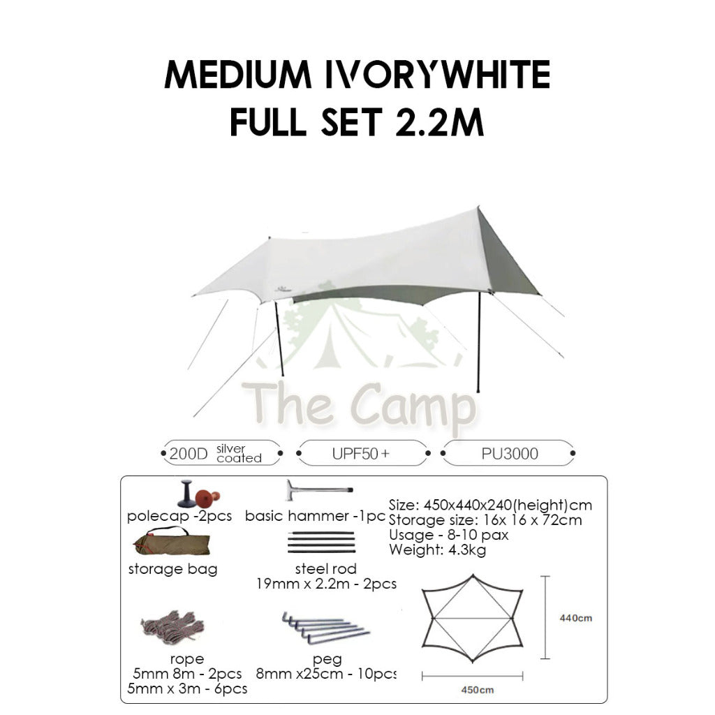 VIDALIDO Monster Tarp Flysheet Silver Coating Black Coated Camping Waterproof Shelter Tent Awning