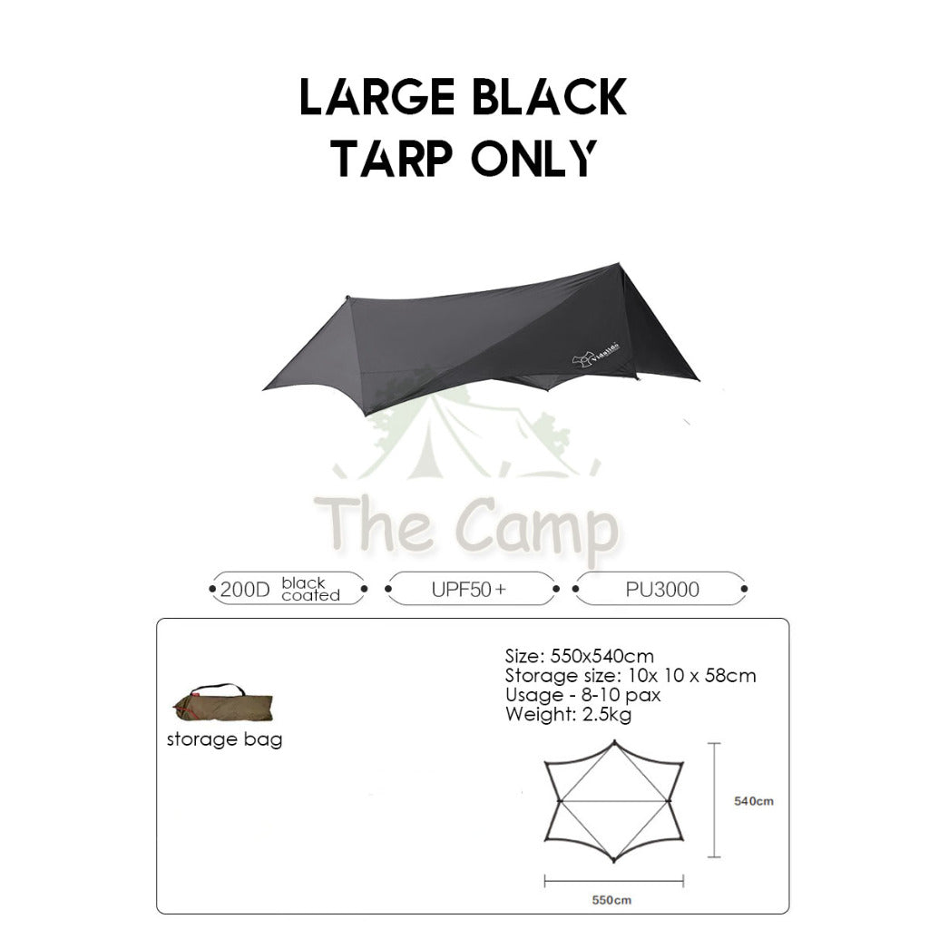VIDALIDO Monster Tarp Flysheet Silver Coating Black Coated Camping Waterproof Shelter Tent Awning