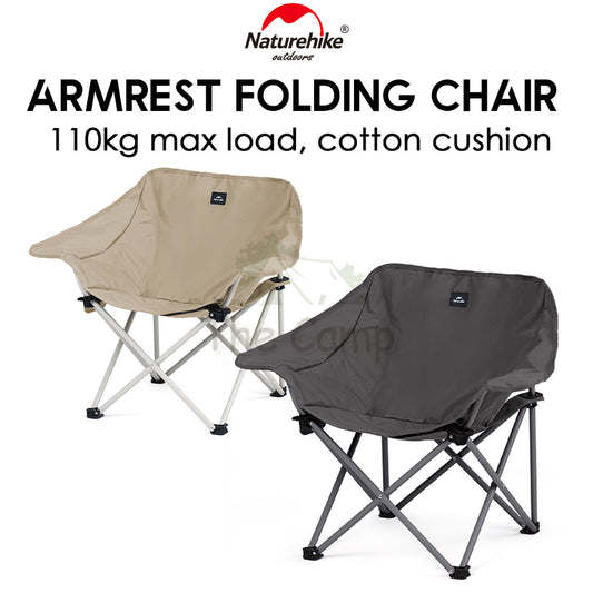 Naturehike Armrest Folding Chair Outdoor Camping Widened Armchair with Handle Moon Kermit Reclining CNH23JU13002