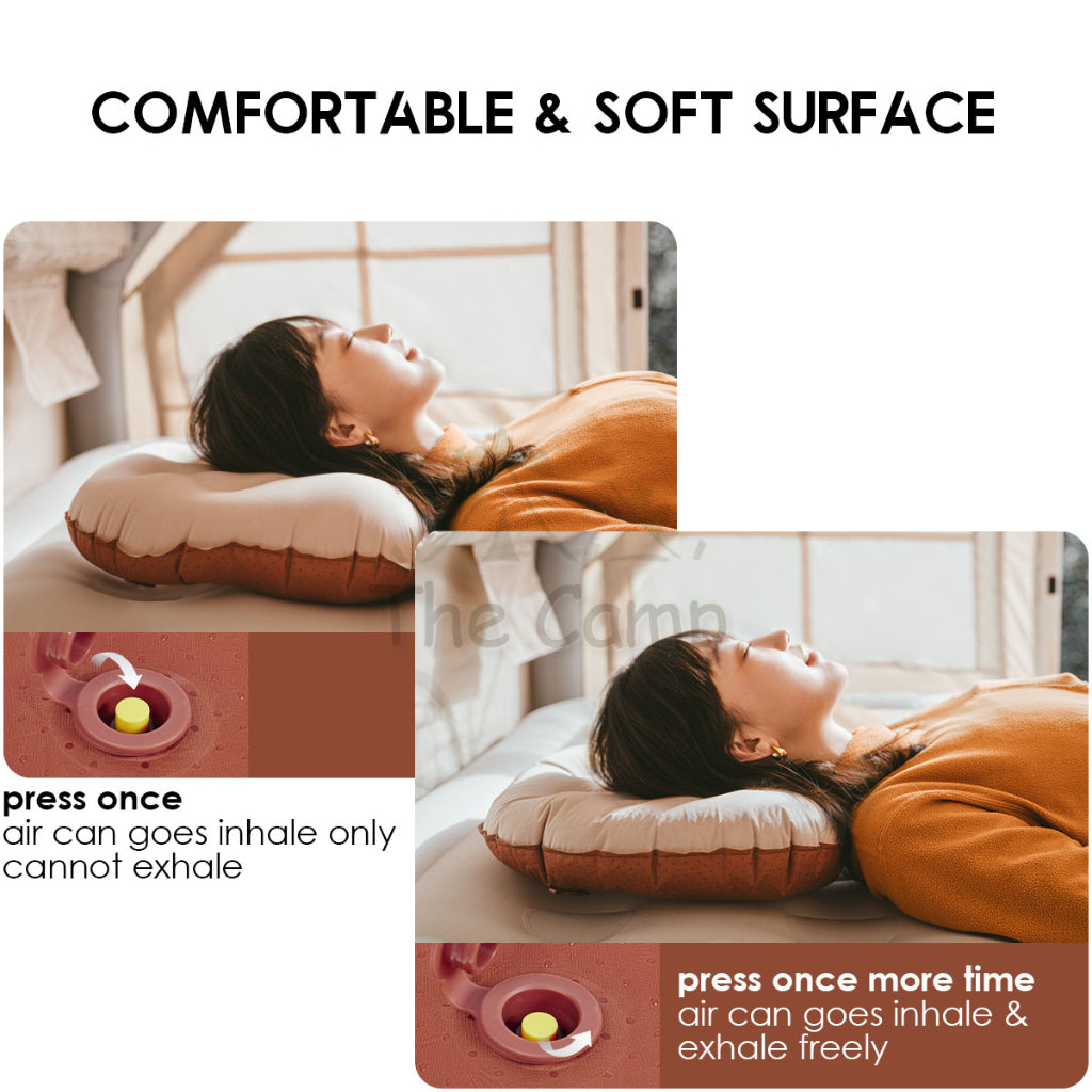Naturehike Sponge Filled Air Pillow Inflatable Soft Outdoor Camping Silent Soundless Inflate Travel Air Bed CNH22DZ011