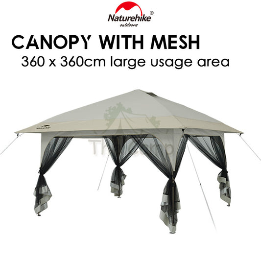 Naturehike Quick Opening Canopy with Mesh Outdoor Camping Event Automatic Awning Shelter Dome Tent Sunshade CNK2300ZP015