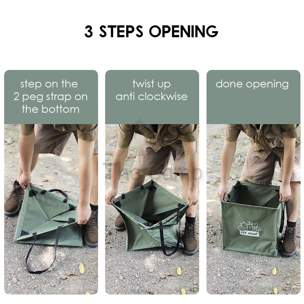 Foldable Standing Bag 64L Large Outdoor Camping Rubbish Garbage Rack Laundry Bags Black Folding Compact Size Garbage