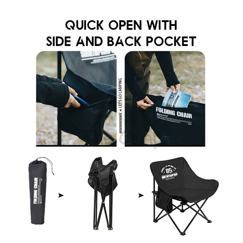 Shinetrip 05 Series Foldable Chair Folding Back Support Heavy Duty Outdoor Camping Portable Black Khaki
