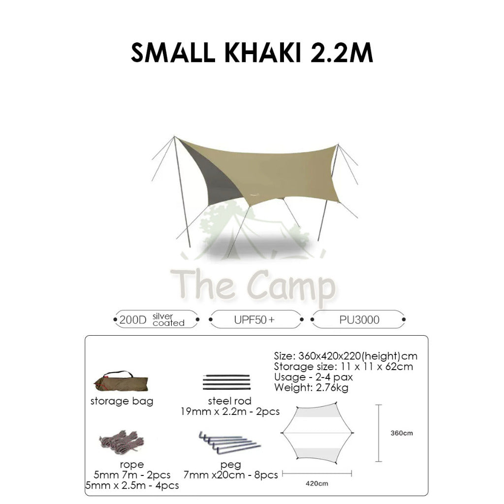 VIDALIDO Butterfly Tarp Flysheet Small Silver Coating Black Coated Camping Waterproof Shelter Tent Awning