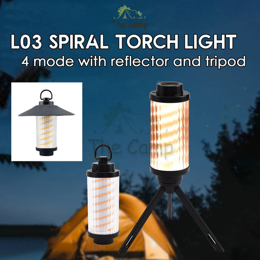 L03 Spiral Torch Light Camping Outdoor Hanging LED Lantern White Laser Atmosphere Lamp Hiking Breathing High Brightness
