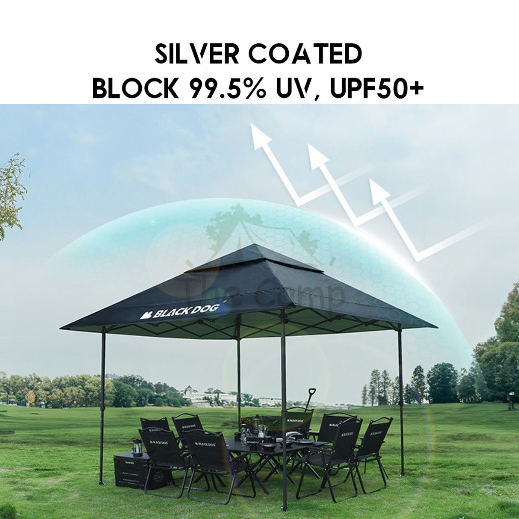 Blackdog Square Large Awning Canopy Adjustable Height Flysheet Outdoor Camping Sunshade Black Umbrella CBD2300ZP018