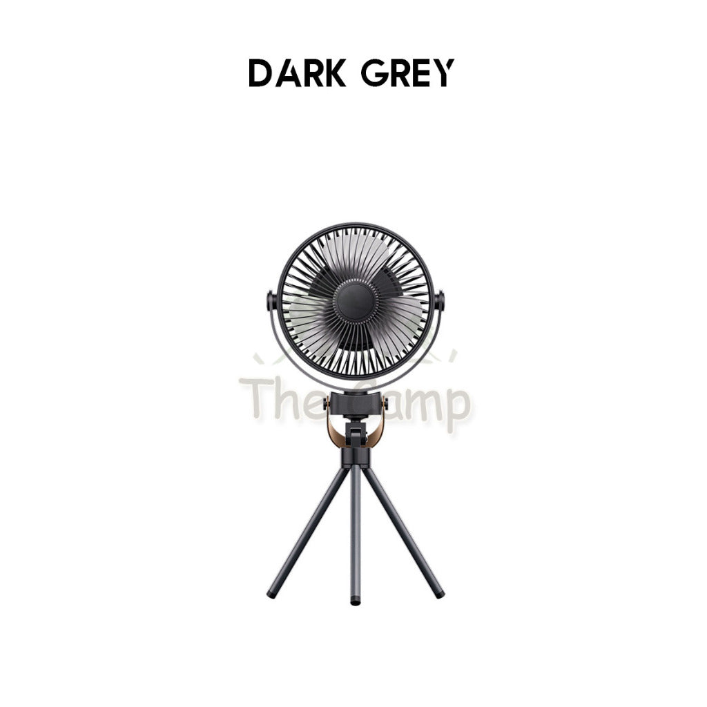 K18 Tripod Fan 4 Speed Control with Light 4800mah Desk Standing Hanging Outdoor Camping USB Powerbank