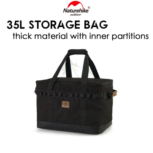 Naturehike Camping Storage Bag Kitchen Utensil Tableware 35L Large Capacity Storage Box Black Picnic Cooking CNH22SN008
