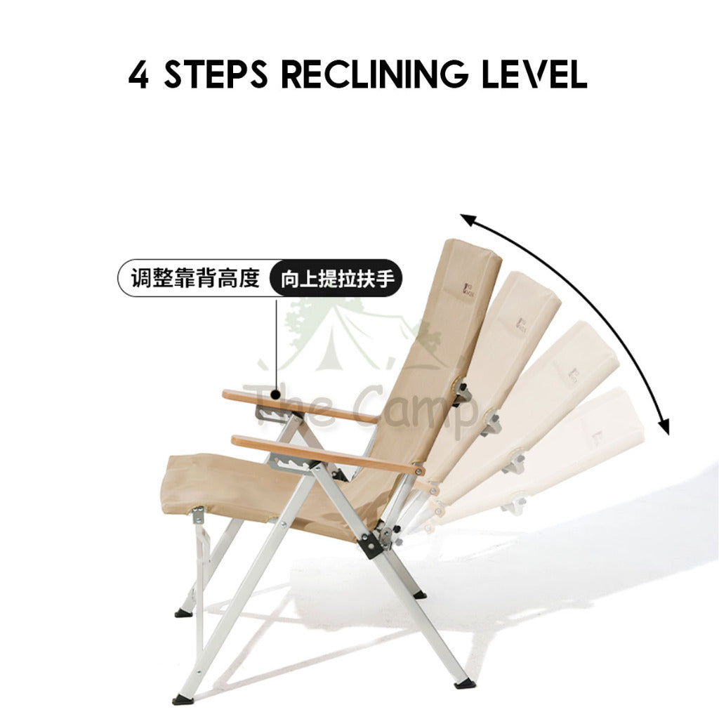 Mobi Garden Recliner Chair High Back Aluminum Alloy Adjustable Armrest Outdoor Camping Moon Chair Kermit NX22665047