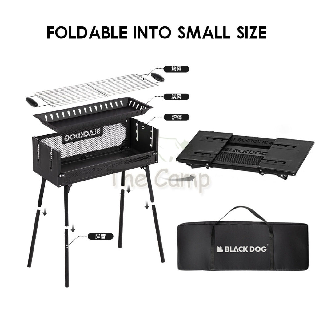 Blackdog Portable Camping BBQ Grill Rack Stand Outdoor Folding Charcoal Stove Firepower Adjustable Iron Oven BD-SKL003