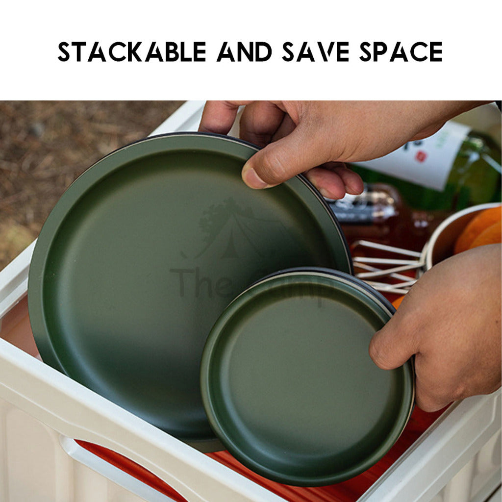 Retro Aluminium Tableware Plate Bowl Cup Mug Outdoor Camping Cookware Black Green Khaki Stove Cookware
