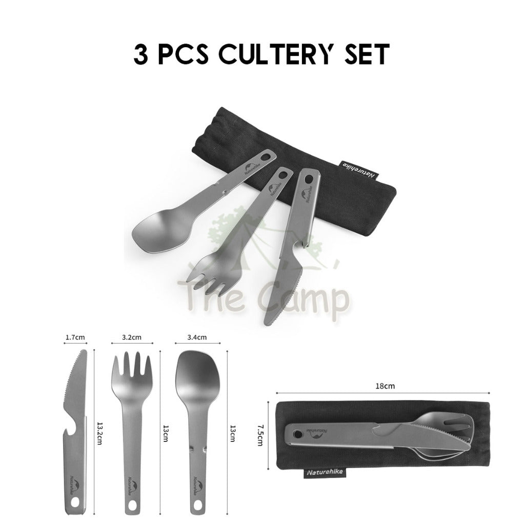 Naturehike Titanium Series Product Cup Bowl Cutlery Set Spork Fork Spoon Knife Cookware Utensil Camping Mobi Garden