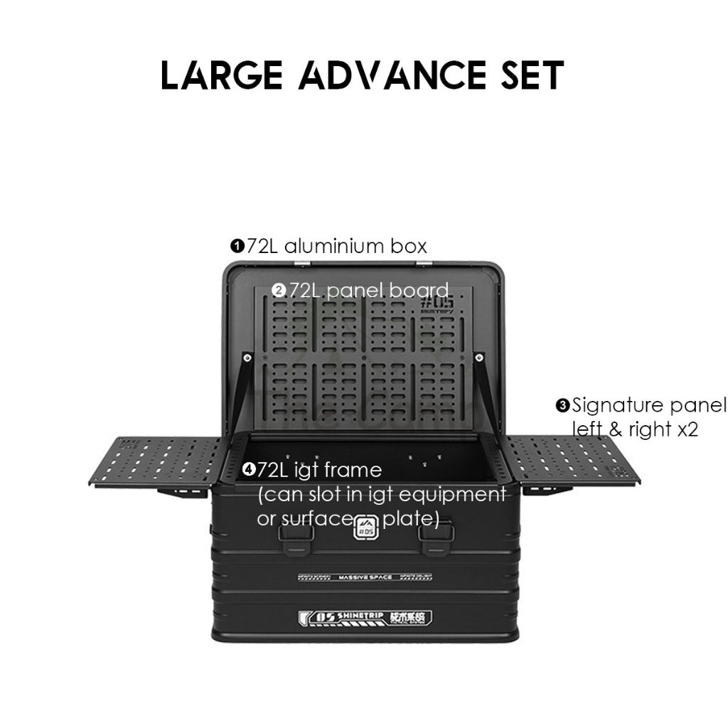 Shinetrip Aluminium Box Set Expandable IGT Storage Box 44L 72L Tactical Case Stool Table Outdoor Camping
