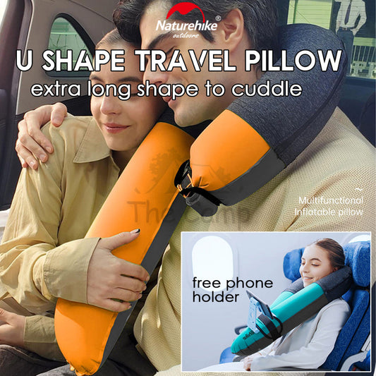 Naturehike U Shape Inflatable Travel Pillow Long Neck Multifunction Air Pillow Bolster Eye Mask Phone Holder NH20ZT004