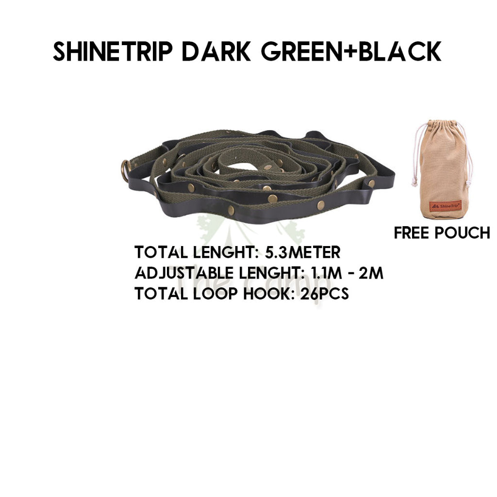 Outdoor Camping Hanging Strap Rope Tent Belt Light Hanger Hanging String Lanyard Hook Carabiner Buckle Black Shinetrip