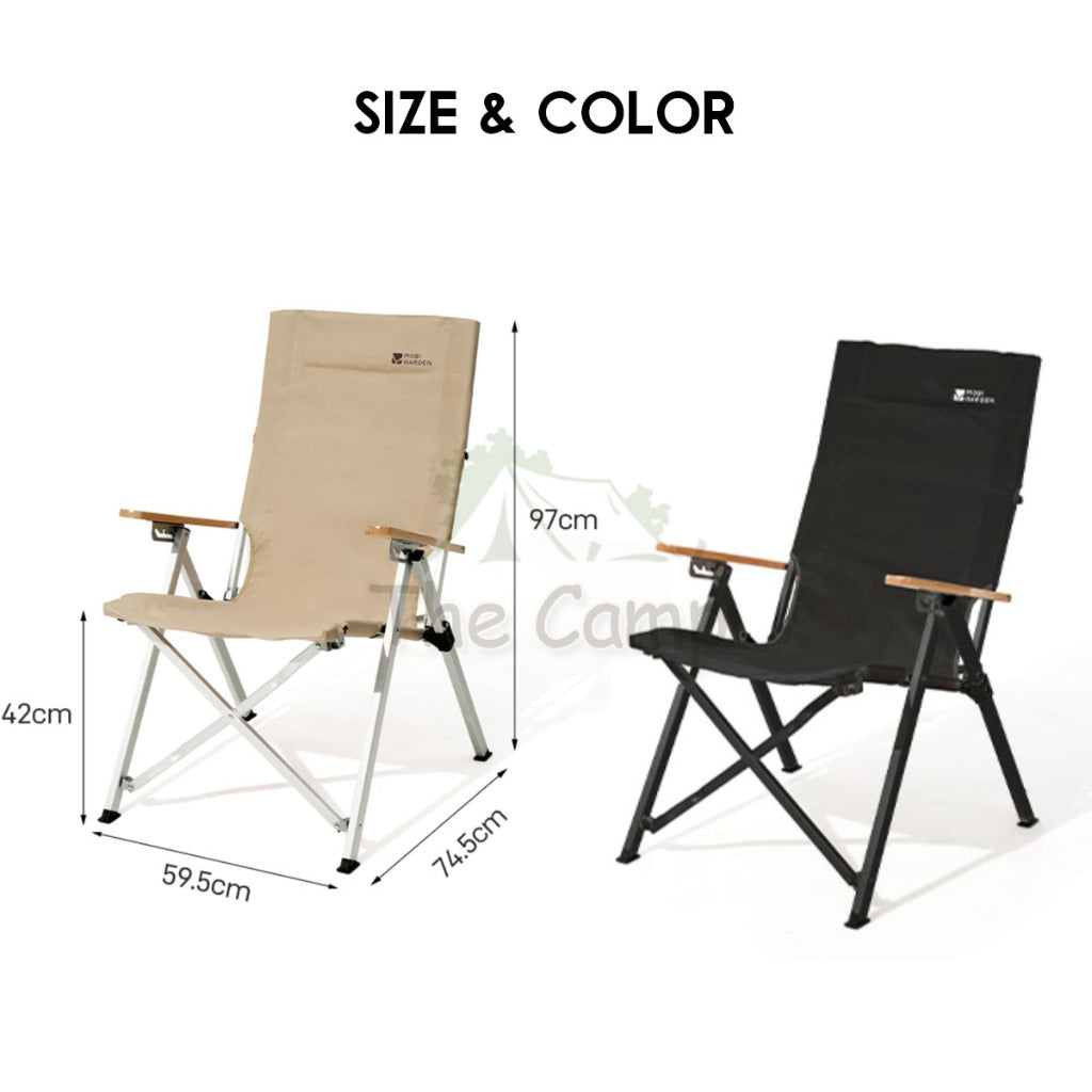 Mobi Garden Recliner Chair High Back Aluminum Alloy Adjustable Armrest Outdoor Camping Moon Chair Kermit NX22665047