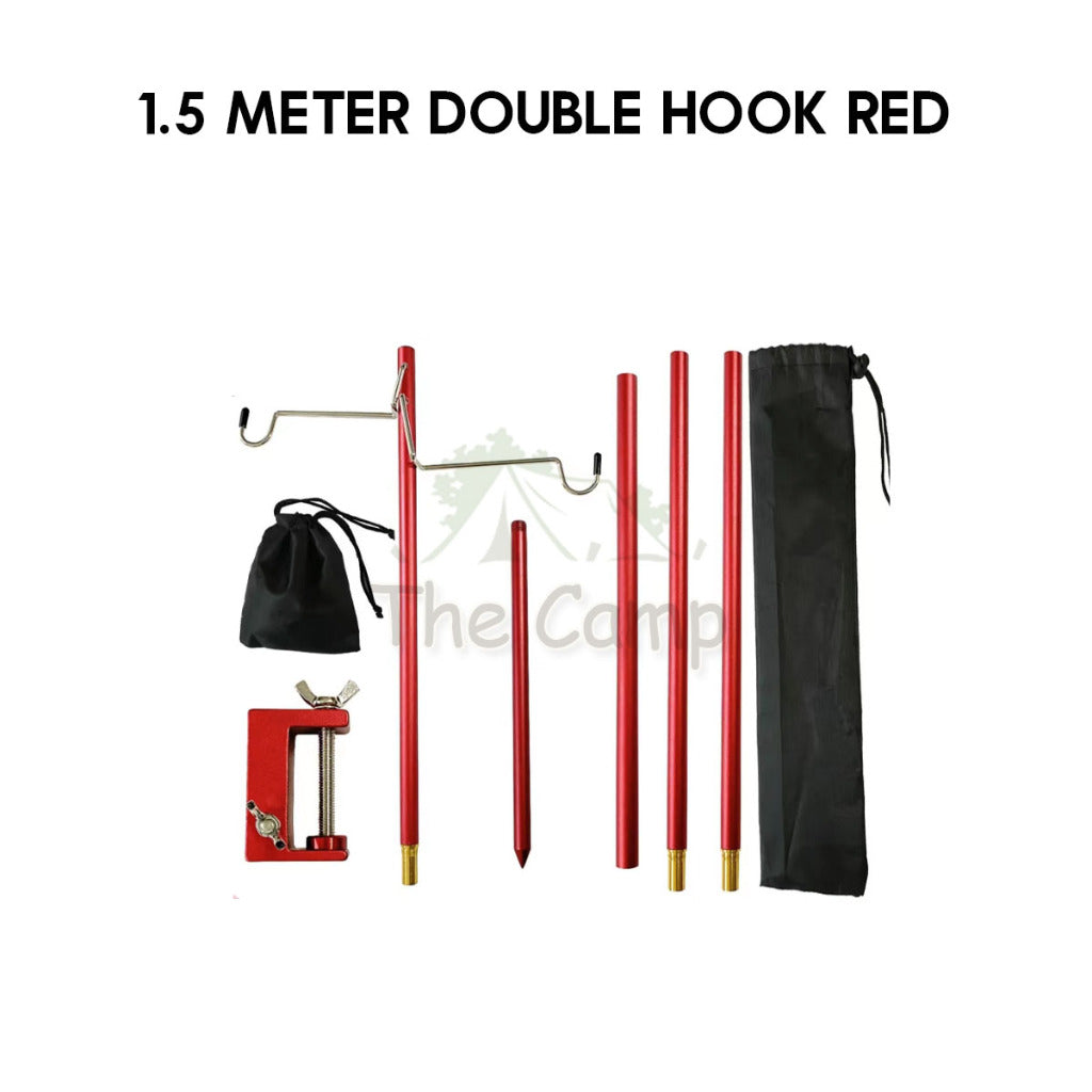 Camping Lamp Pole 1.2m / 1.5m Single / Double Light Hanger Rod Adjustable Lantern Stand Outdoor Spider Tray Top Panel