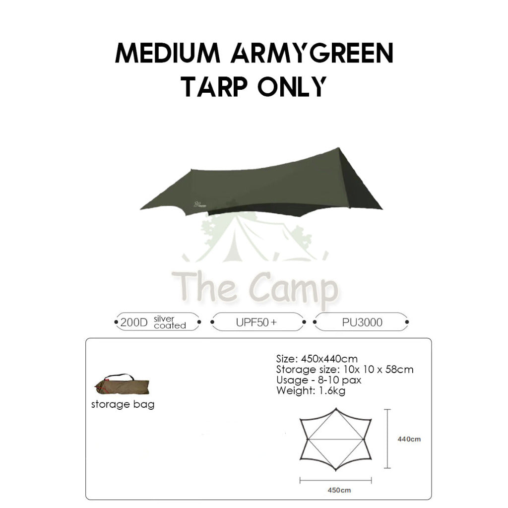 VIDALIDO Monster Tarp Flysheet Silver Coating Black Coated Camping Waterproof Shelter Tent Awning