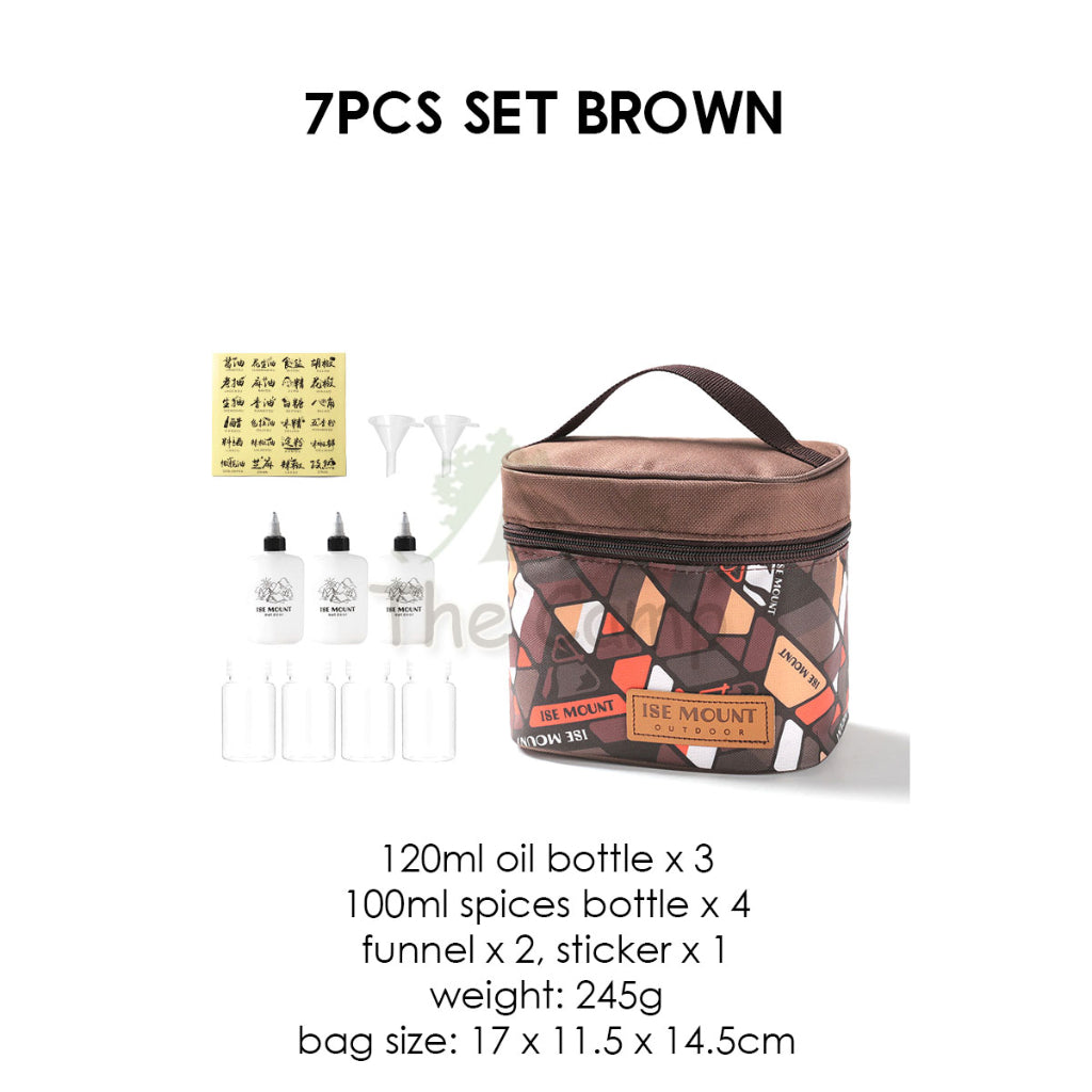 Outdoor Camping Seasoning Bag Set 7pcs 9pcs Ingredient Condiment Box Bottle Container Spice Oil Jar Sugar Salt Pepper
