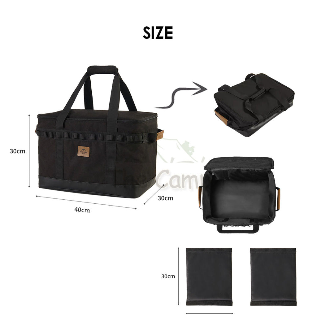 Naturehike Camping Storage Bag Kitchen Utensil Tableware 35L Large Capacity Storage Box Black Picnic Cooking CNH22SN008