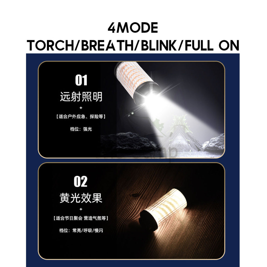 L03 Spiral Torch Light Camping Outdoor Hanging LED Lantern White Laser Atmosphere Lamp Hiking Breathing High Brightness