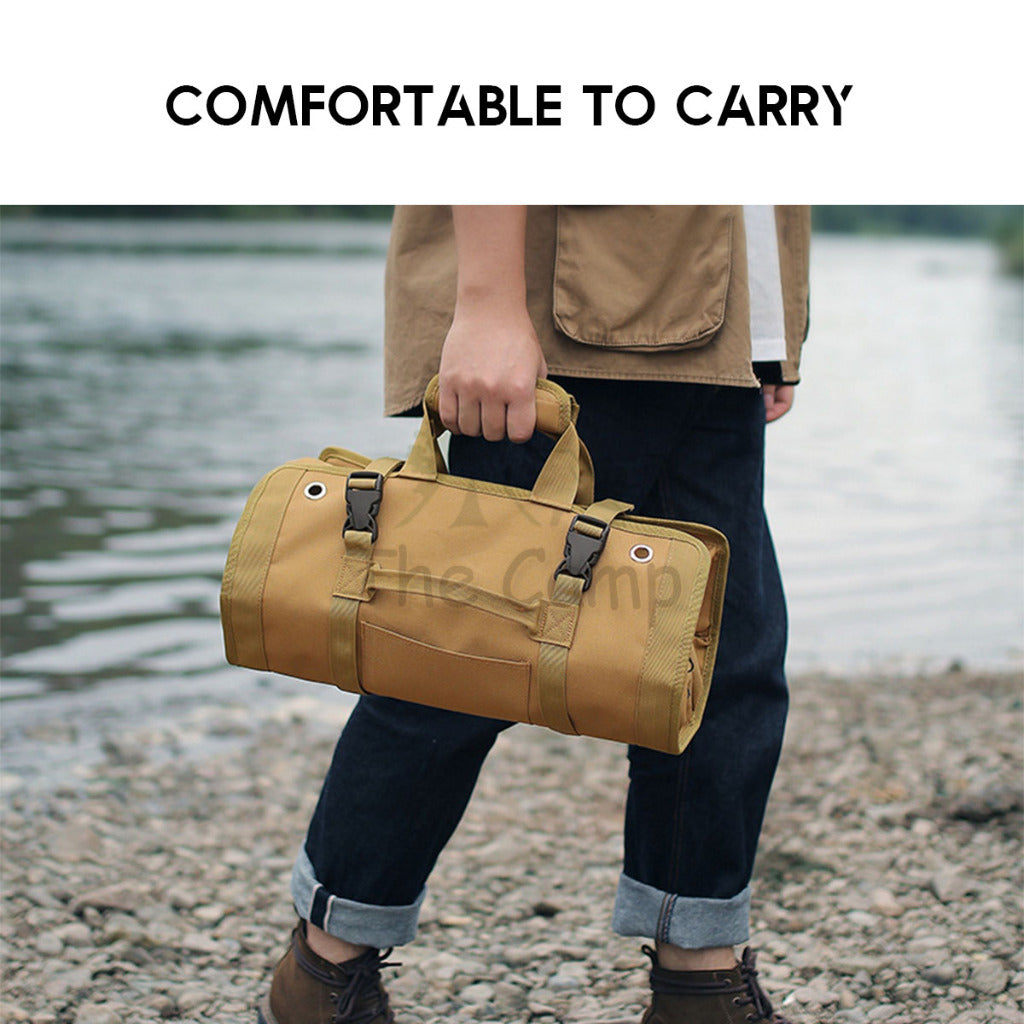 Multipurpose Organizer Storage Bag 4 Row Section Camping Outdoor Peg Hammer Nail Rope Tissue Tool Bag Hardware Beg