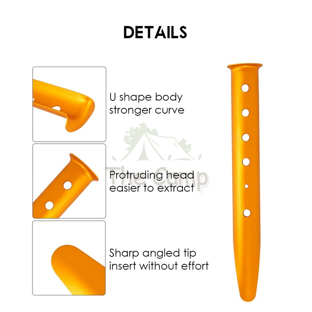 31cm Sand Pegs Aluminium Alloy Beach Stake Nail Anchor Outdoor Camping Stake Kit Sandy Terrain Snow Pasak Pasir Pantai