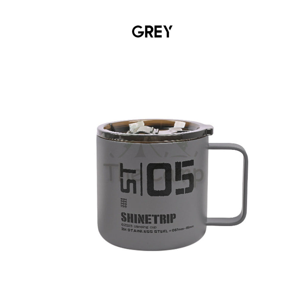Shinetrip 05 Series 350ML Tactical Double Layer Cup with Lid & Handle Outdoor Camping 304 Stainless Steel Mug