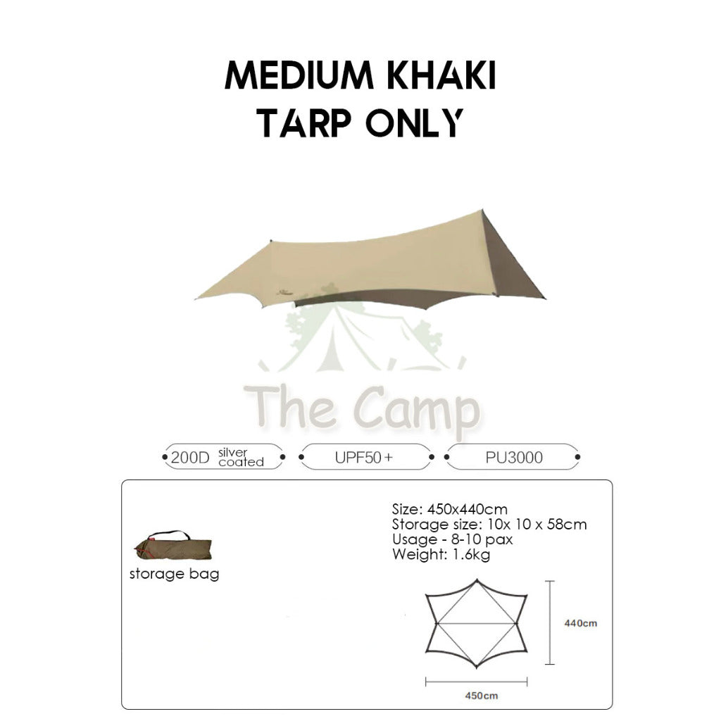 VIDALIDO Monster Tarp Flysheet Silver Coating Black Coated Camping Waterproof Shelter Tent Awning