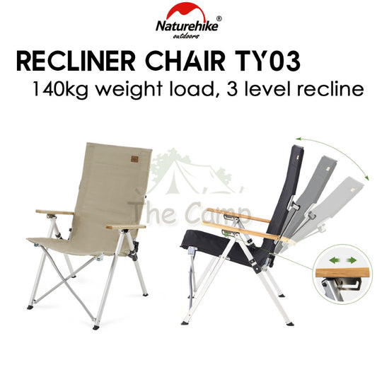 Naturehike Recliner Chair with Arm Rest Portable Adjustable Outdoor Camping Kerusi Healing High Back NH17T003-Y TY03