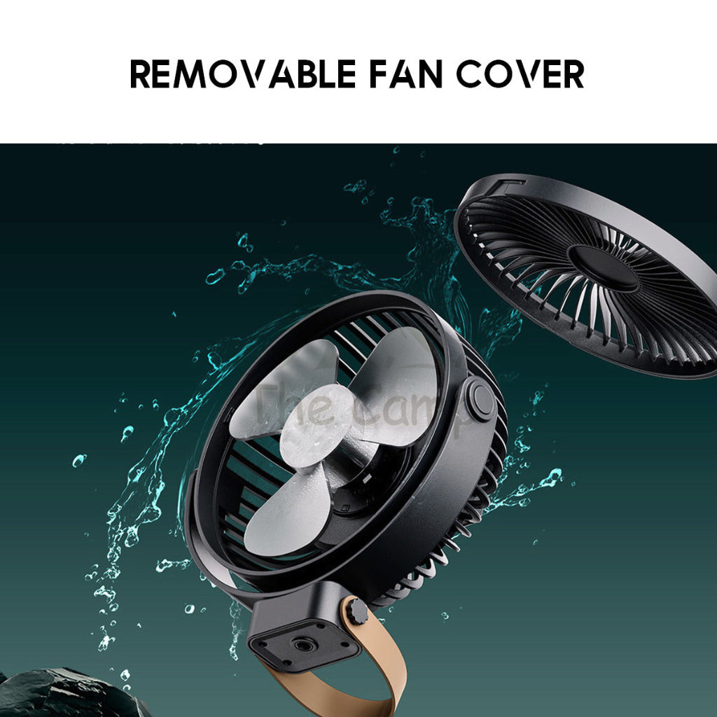 K18 Tripod Fan 4 Speed Control with Light 4800mah Desk Standing Hanging Outdoor Camping USB Powerbank