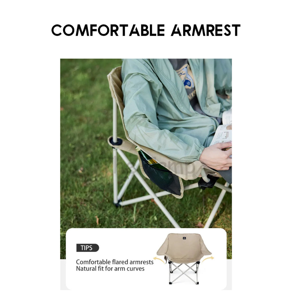 Naturehike Armrest Folding Chair Outdoor Camping Widened Armchair with Handle Moon Kermit Reclining CNH23JU13002