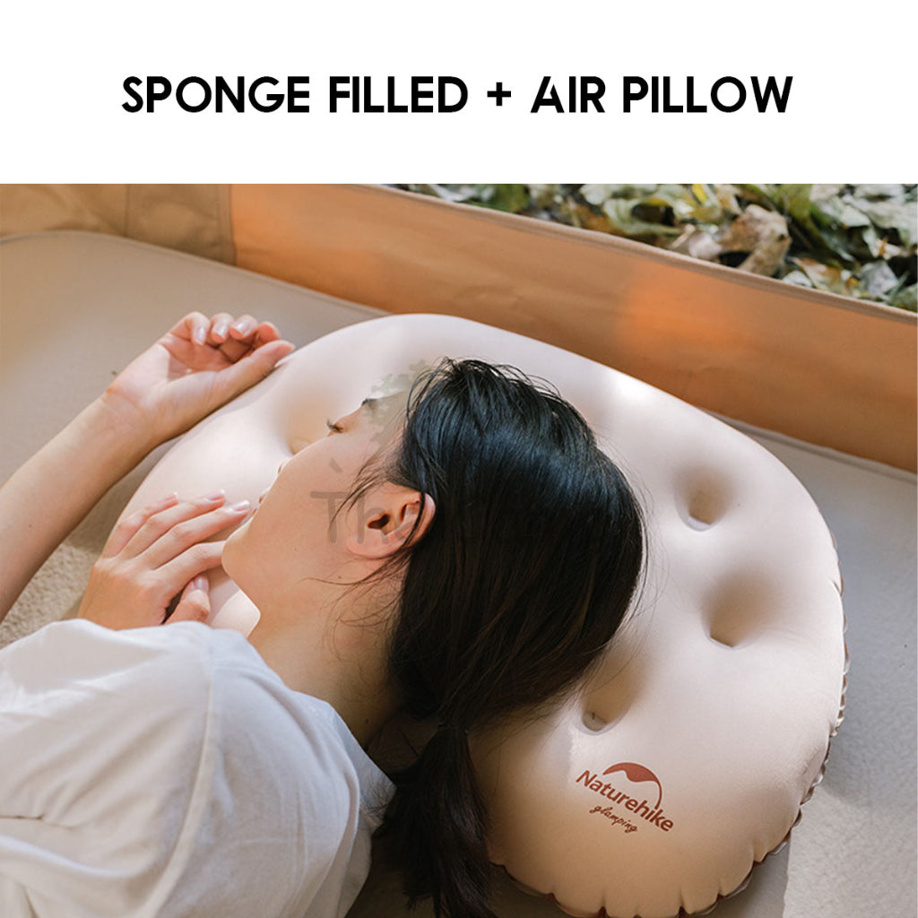 Naturehike Sponge Filled Air Pillow Inflatable Soft Outdoor Camping Silent Soundless Inflate Travel Air Bed CNH22DZ011