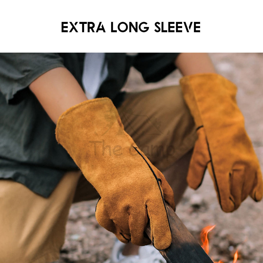 Leather Fire Resistant Glove Flame Retardant Heat Insulation Fireproof Camping BBQ Anti Scald Tent Flysheet Pole Nail