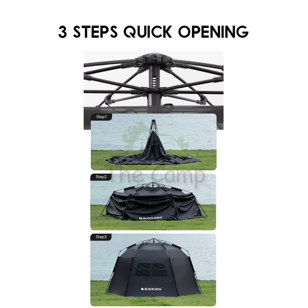 Blackdog Hexagon Automatic Tent Dome Shelter Outdoor Camping Black Hexagonal Tenda Khemah CBD2300QT012