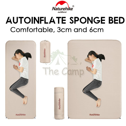 Naturehike Sponge Bed Mattress Auto Inflate 3cm / 6cm Self Inflatable Single Double Outdoor Camping Foldable NH20DZ002