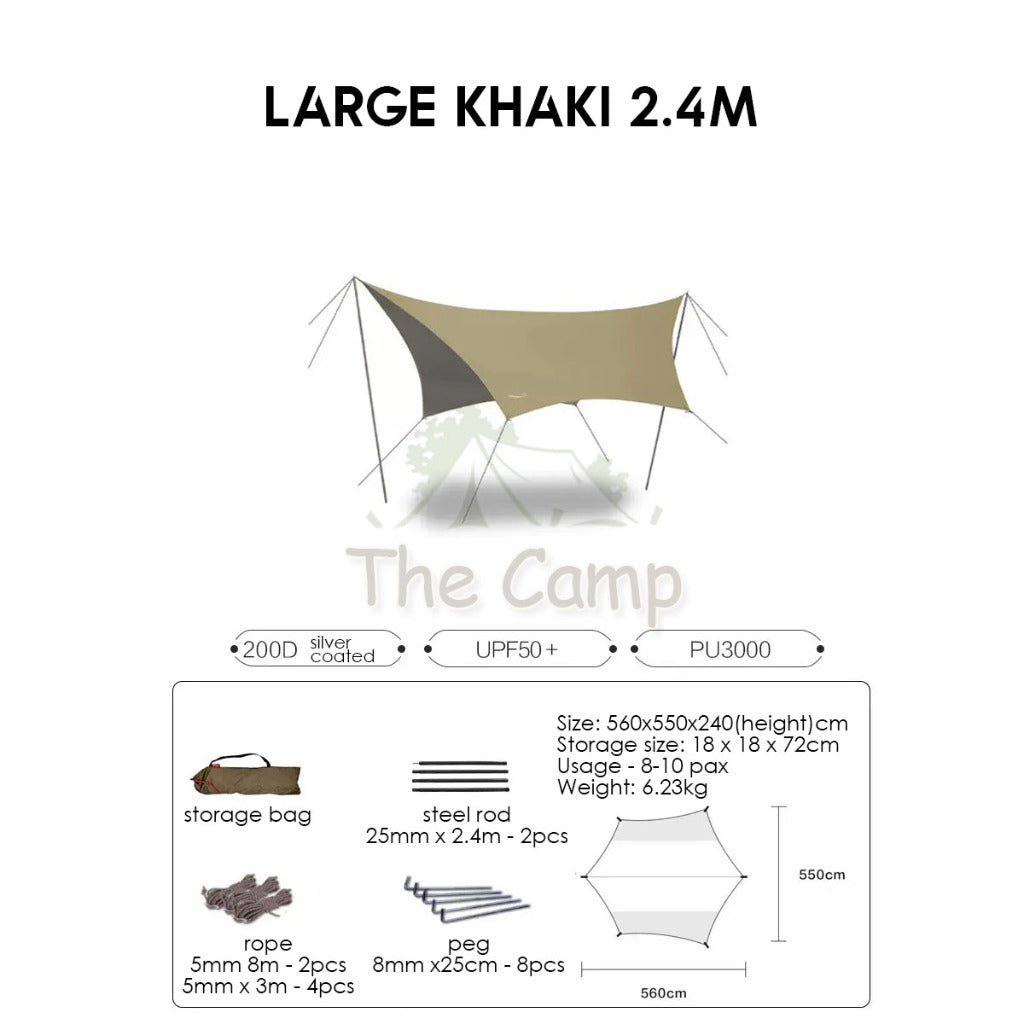 VIDALIDO Butterfly Tarp Flysheet Small Silver Coating Black Coated Camping Waterproof Shelter Tent Awning