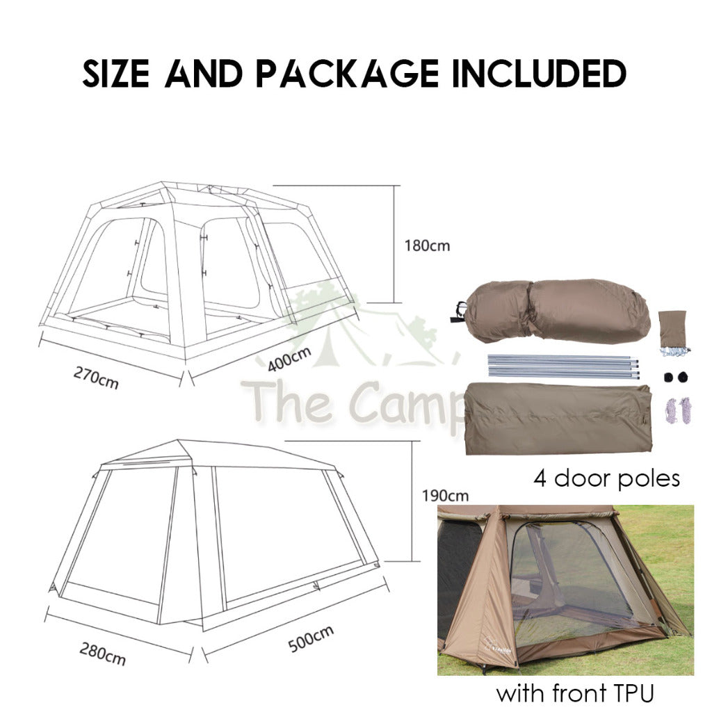 Vidalido Mountain Trip Auto Tent with Front TPU 2 Rooms Multiple Mode Outdoor Camping Poon Saan Cabin Sanstay