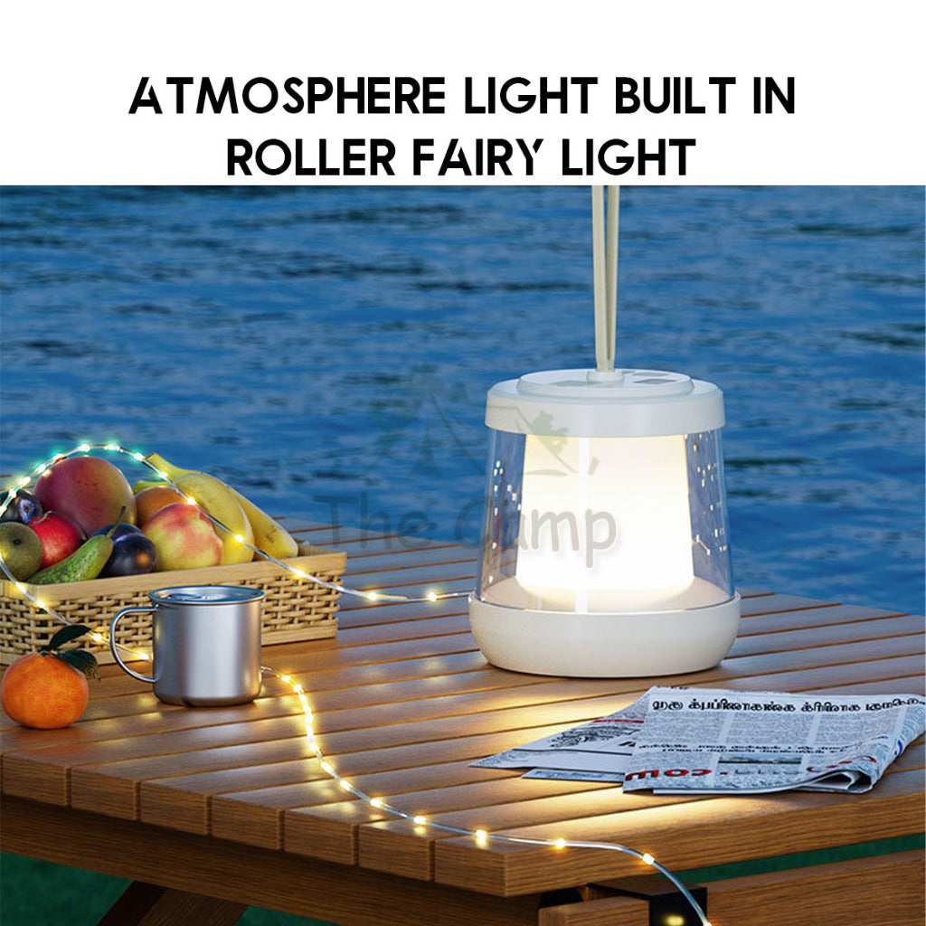 Atmosphere Lamp Built In Roller Fairy Light Fast Pull Bulb Ball String 10m Outdoor Camping Decoration Xmas