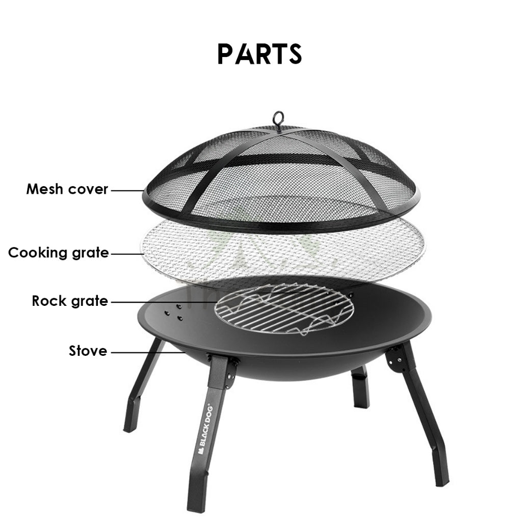 Blackdog Round BBQ Fire Pit Outdoor Camping Folding Foldable Grill Barbecue Fire Pond Firepit Charcoal CBD230CF013