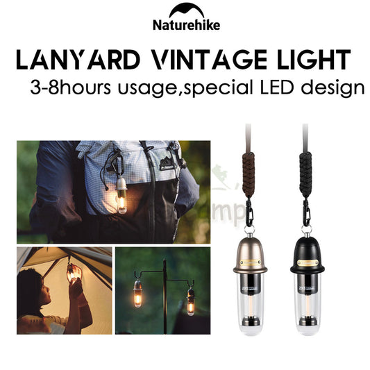 Naturehike Lanyard Vintage Light Retro Lamp IPX4 Outdoor Camping LED Lantern Black Warm White Hanging Strap CNK2350ZM010