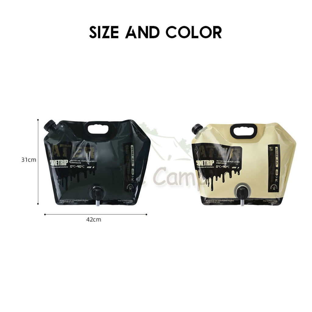 Shinetrip Foldable Water Bag Bucket 8L Food Grade PE Black Khaki Camping Outdoor Picnic Water Tank