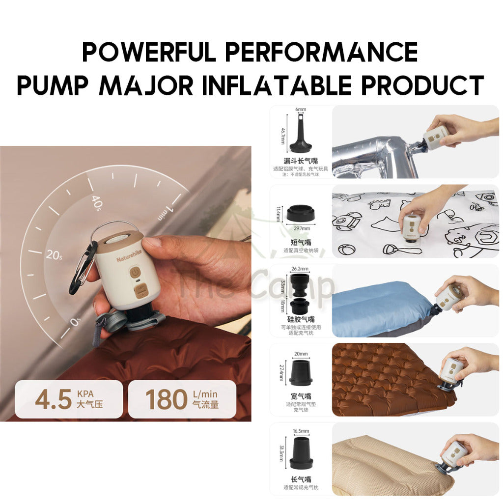 Naturehike Mini Air Pump with Light Outdoor Camping Inflatable Mattress Bed Pump Pillow Tent Lamp CNK2300DQ022