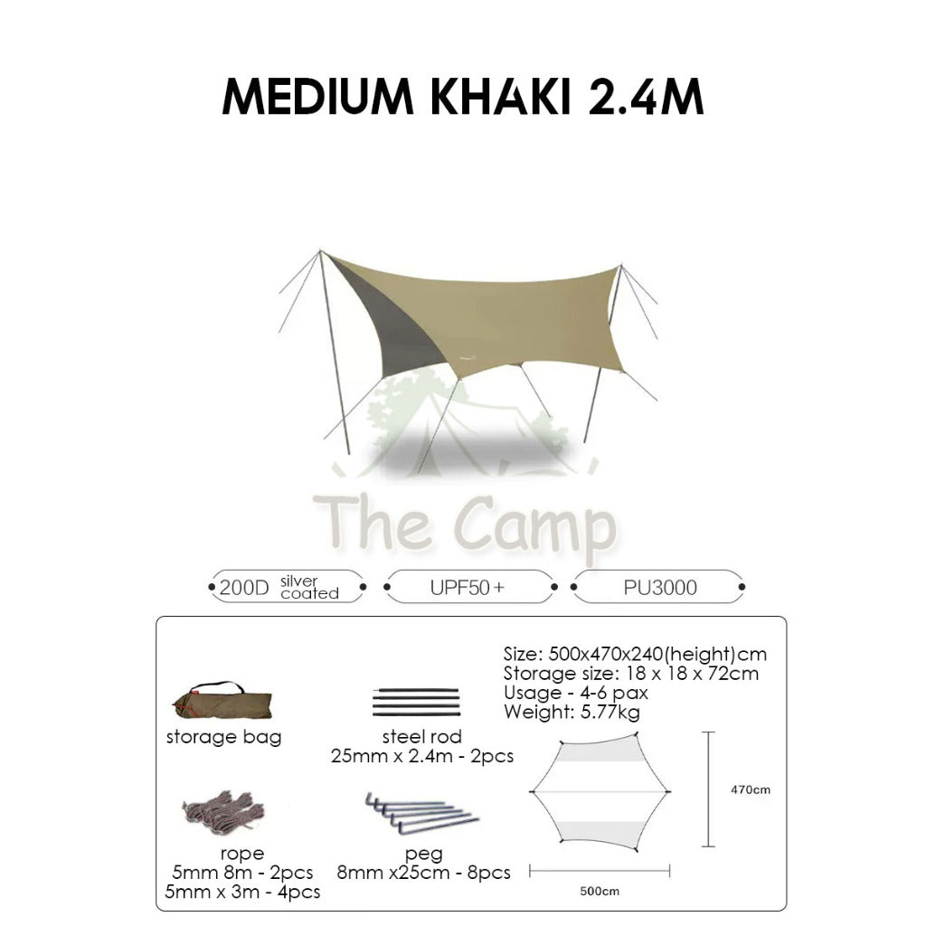 VIDALIDO Butterfly Tarp Flysheet Small Silver Coating Black Coated Camping Waterproof Shelter Tent Awning