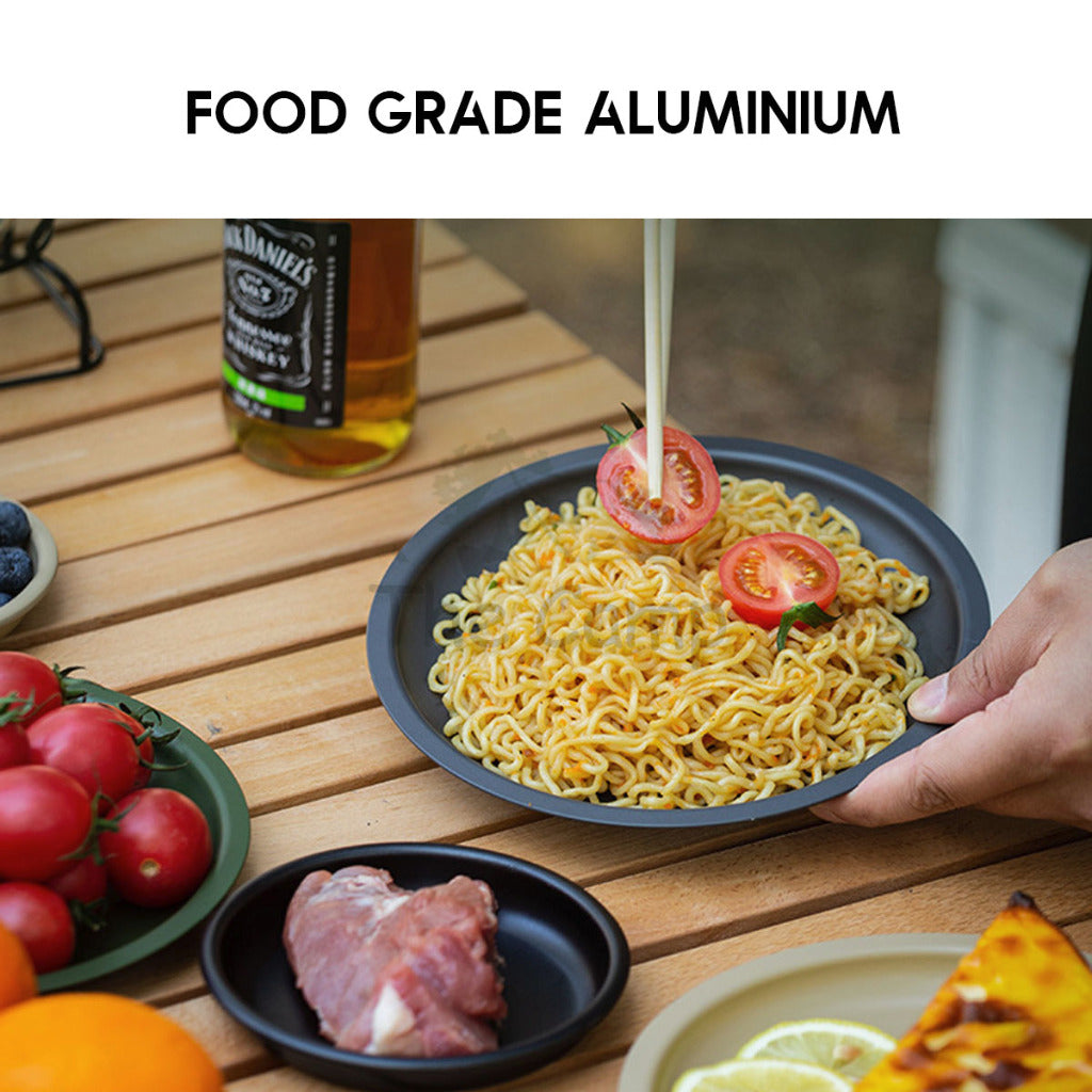 Retro Aluminium Tableware Plate Bowl Cup Mug Outdoor Camping Cookware Black Green Khaki Stove Cookware