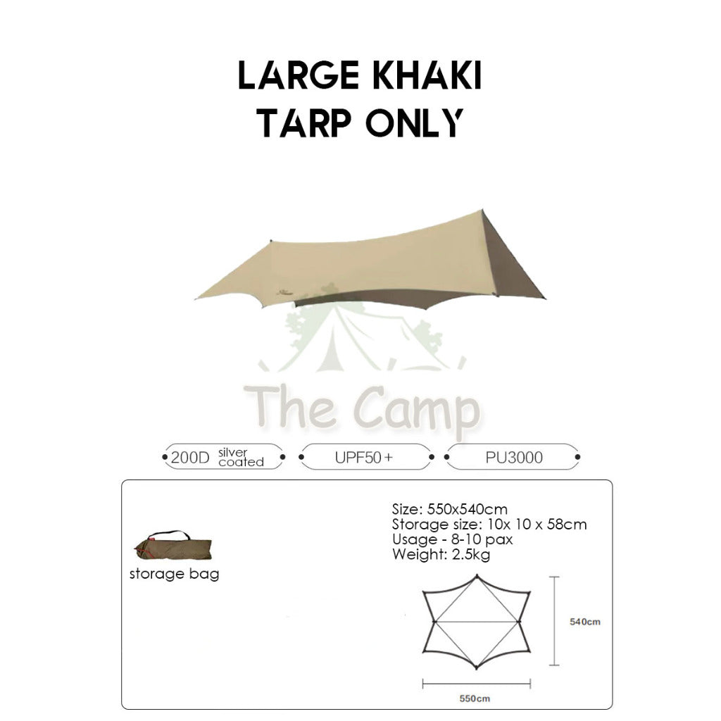 VIDALIDO Monster Tarp Flysheet Silver Coating Black Coated Camping Waterproof Shelter Tent Awning