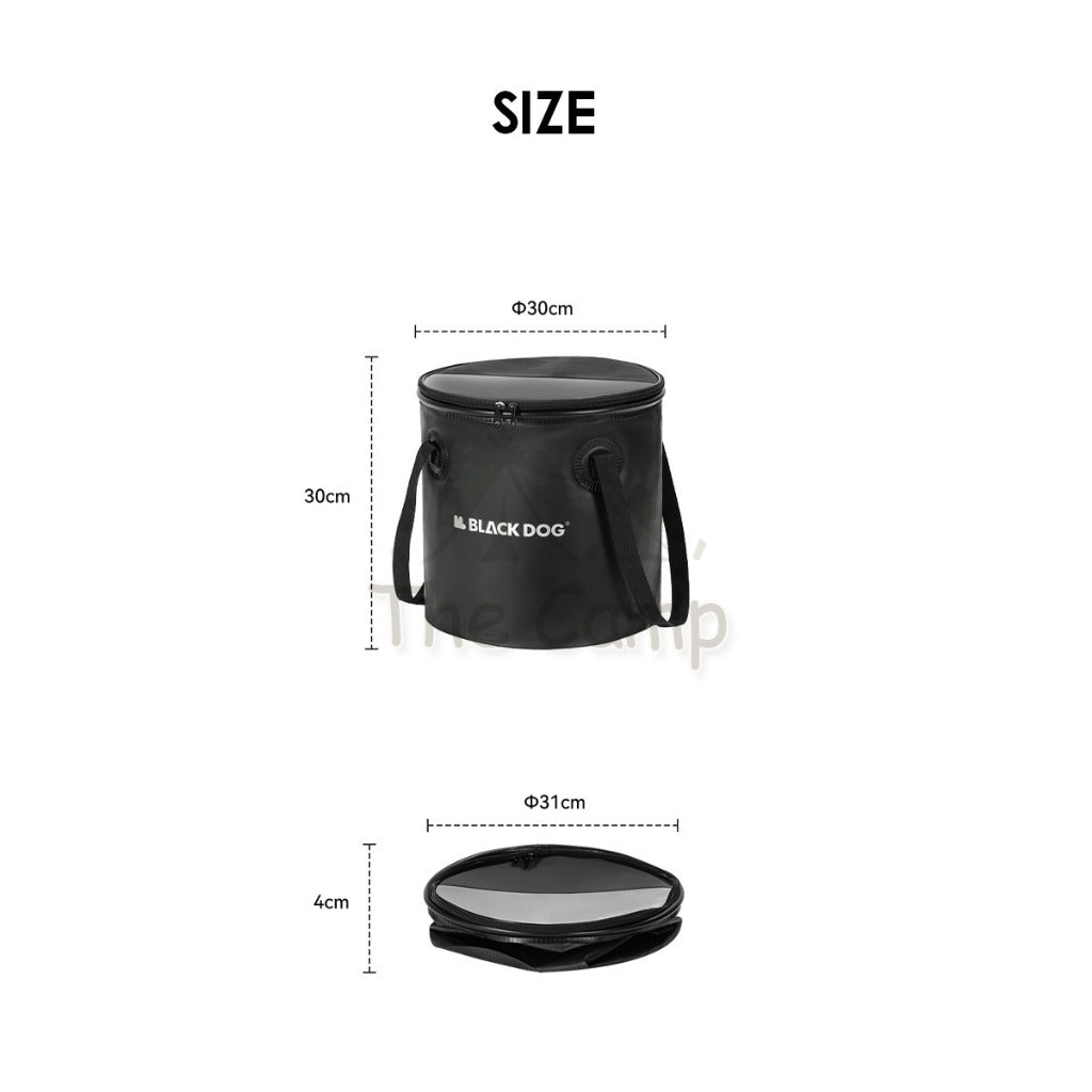 BlackDog Camping Foldable Bucket Black Portable Waterproof Round 20L Litre Water Container Pail Wash Basin CBD2450CF011