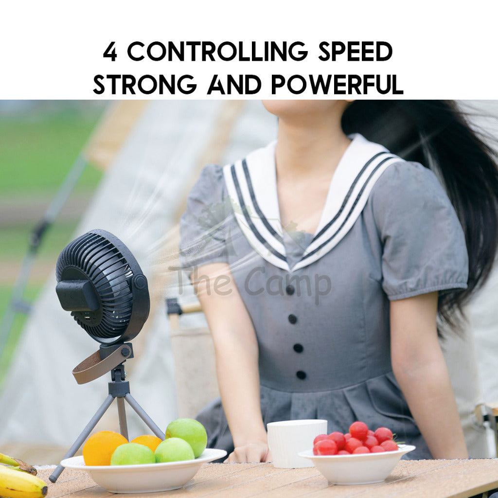 K18 Tripod Fan 4 Speed Control with Light 4800mah Desk Standing Hanging Outdoor Camping USB Powerbank