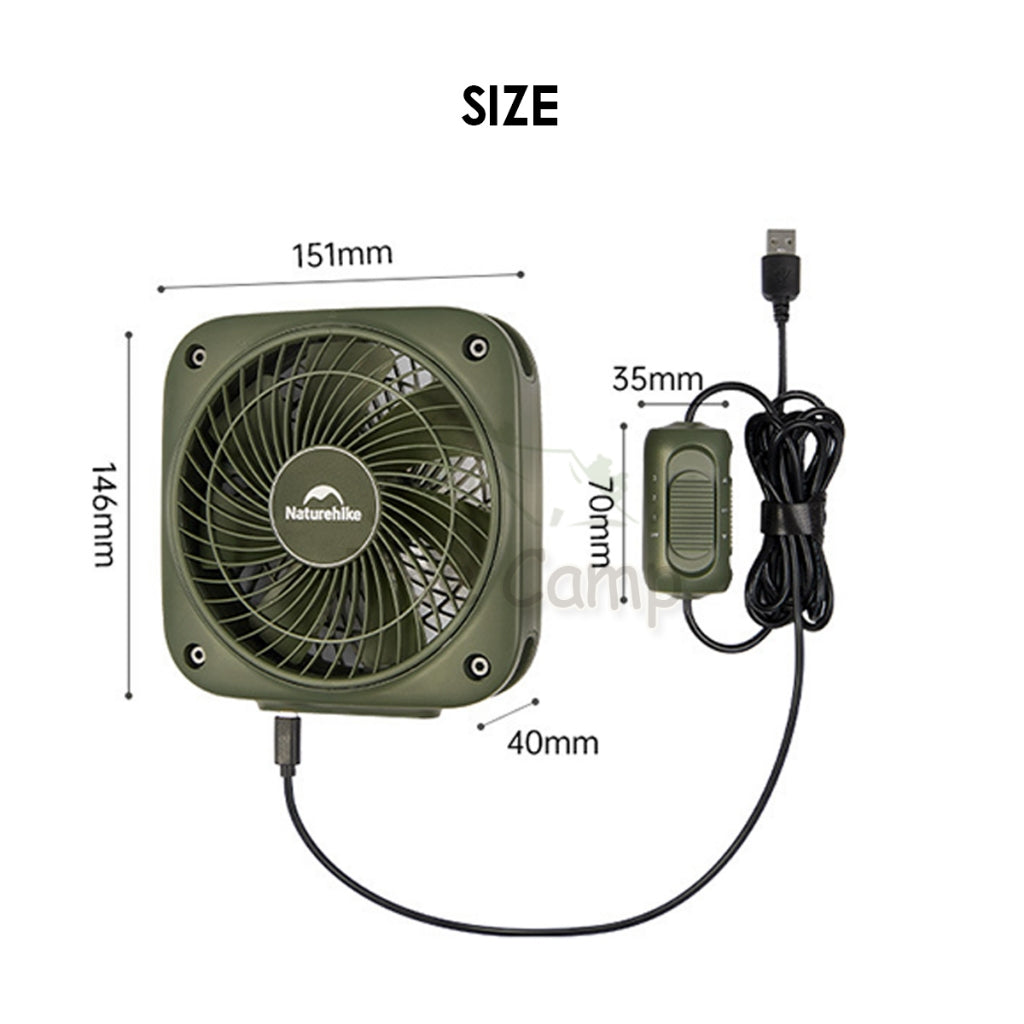Naturehike USB Fan Camping Outdoor Rechargable Two Way Direction Forward Backward Variable Speed 3 Speed