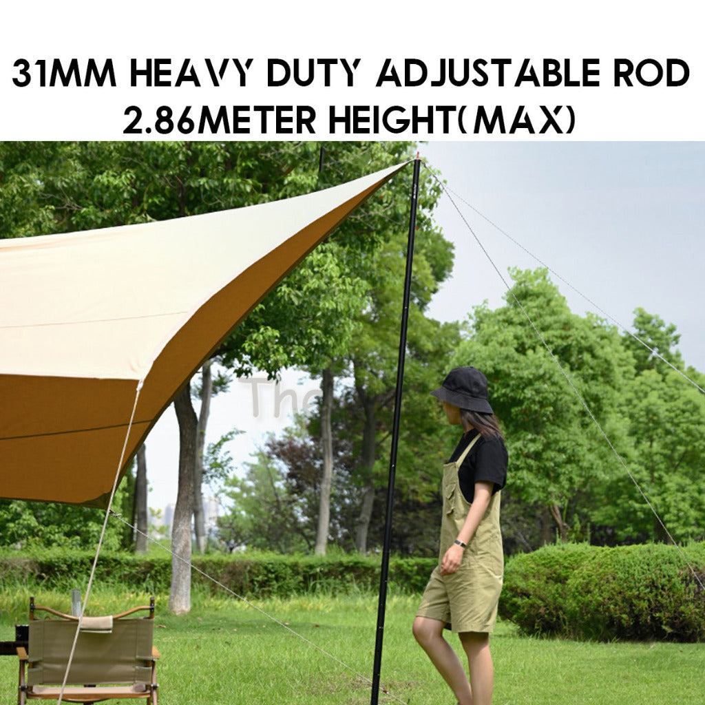 Shinetrip 31mm 2.86M Adjustable Pole for Flysheet Tarp Heavy Duty Aluminium Alloy Rod Tiang Black Titanium